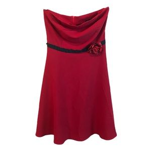 Ruby Rox || Vintage Strapless Fit and Flare Red Mini Dress
